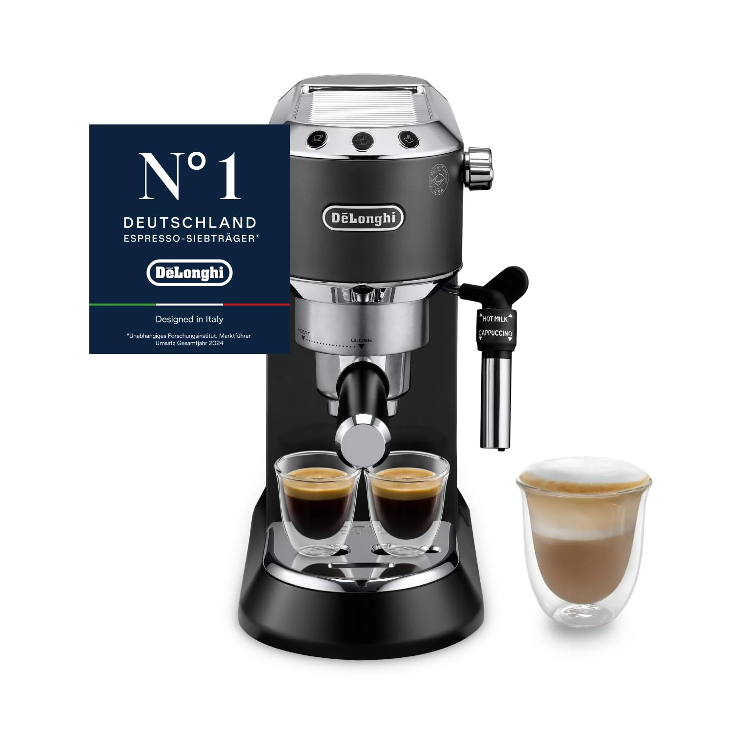 De'Longhi EC 685.M Dedica Style Espressomaschine 1L – 15 bar, Milchschaumdüse, 15cm, Metall