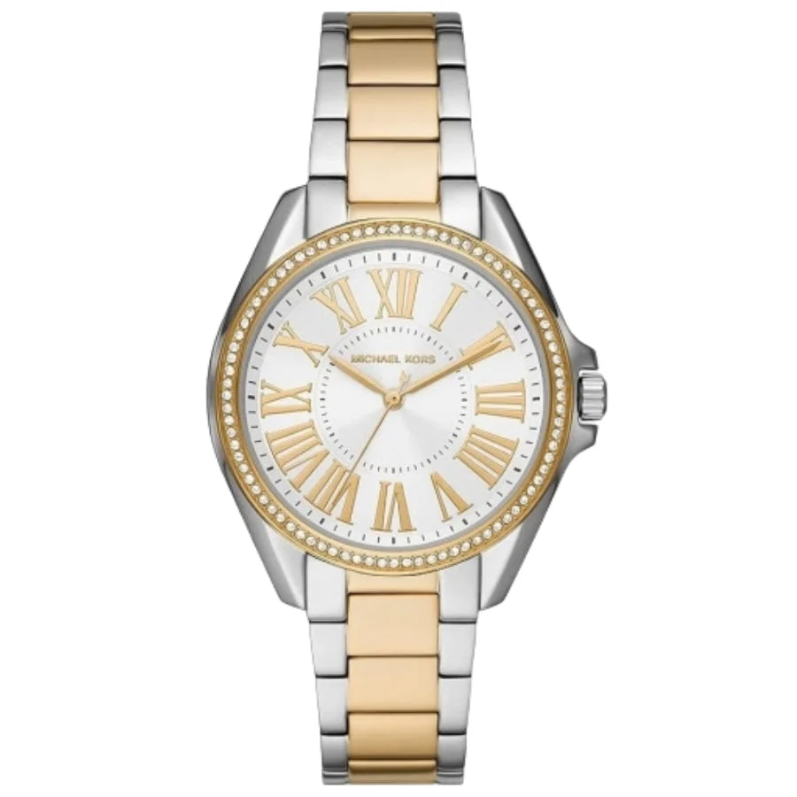 Michael Kors Kacie Three Hand Silver Dial Two Tone Steel Strap Watch for Women MK6931