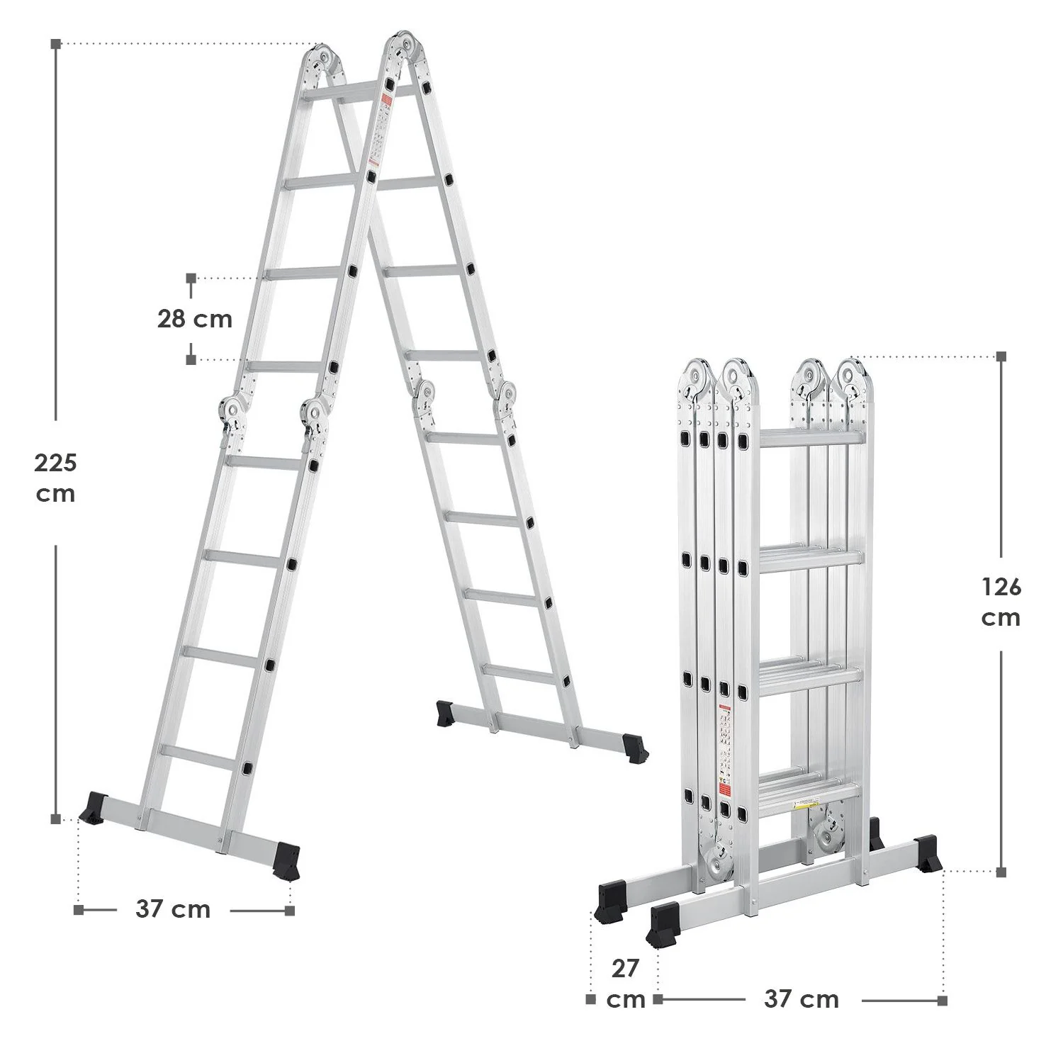 2025 Escalera multifuncional de aluminio 3,6 m – Versátil, estable y compacta