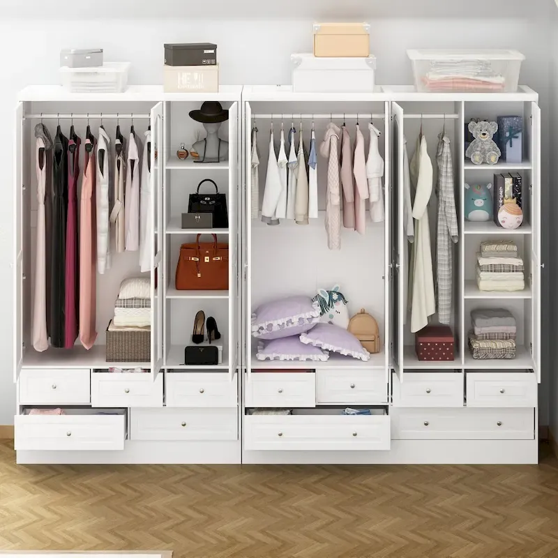 78.7H Combo Twin Wardrobe Set Elegance Meets Utility Armoires Closet