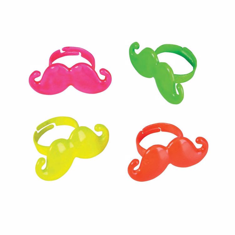 Colorful Mustache Rings Mixed Colors
