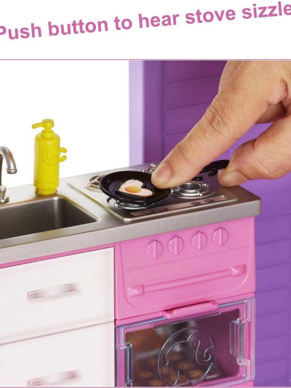 2025 Barbie Droomhuis Poppenhuis met meer dan 70 Accessoires, Werkende Lift, Licht en Geluiden