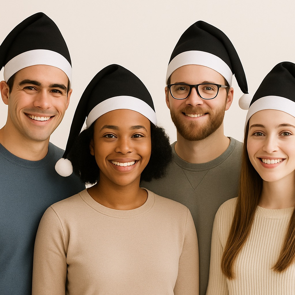 Black Santa Hats Bulk Classic Felt 12 PACK 22.5