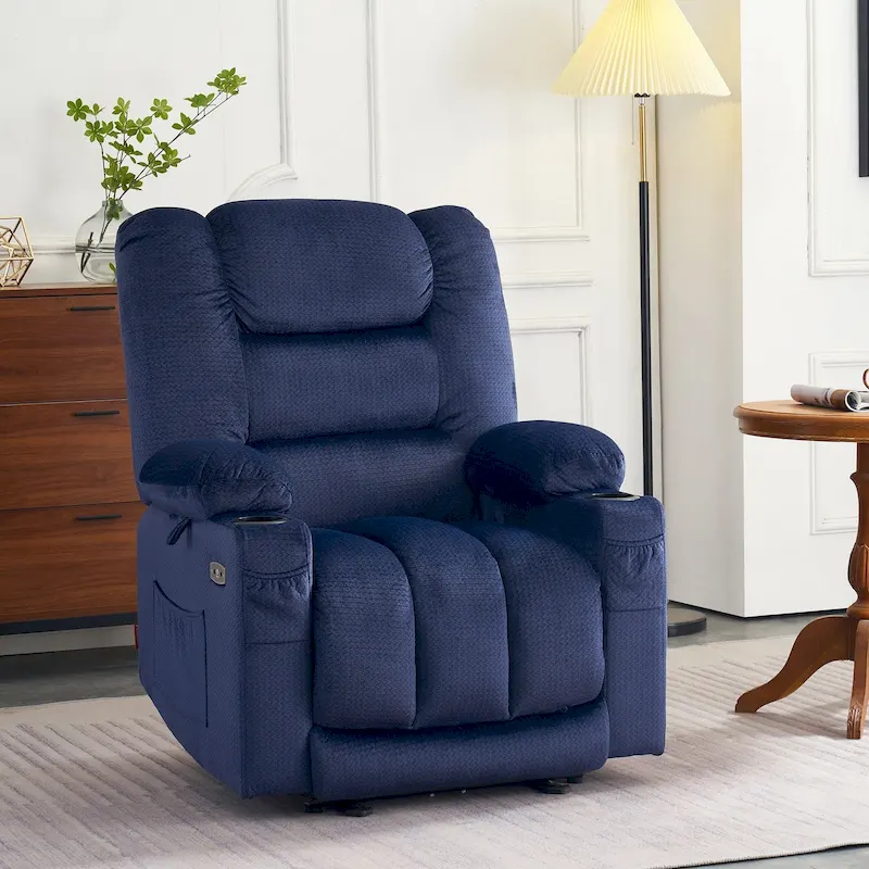 MCombo Electric Power Recliner Chair with Heat and Massage, Fabric 6079/PR670