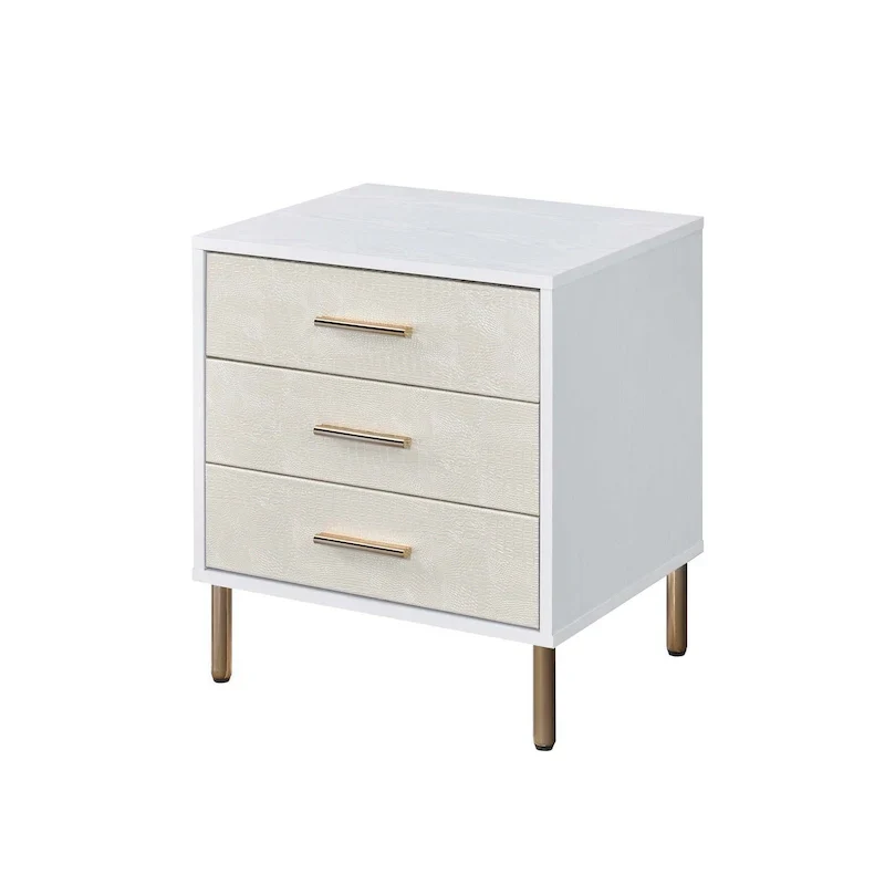 Nightstand with 3 Drawers and Metal Legs