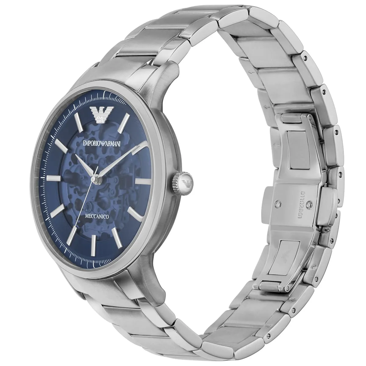 Emporio Armani Renato Skeleton Automatic Silver Men's Watch - AR60037