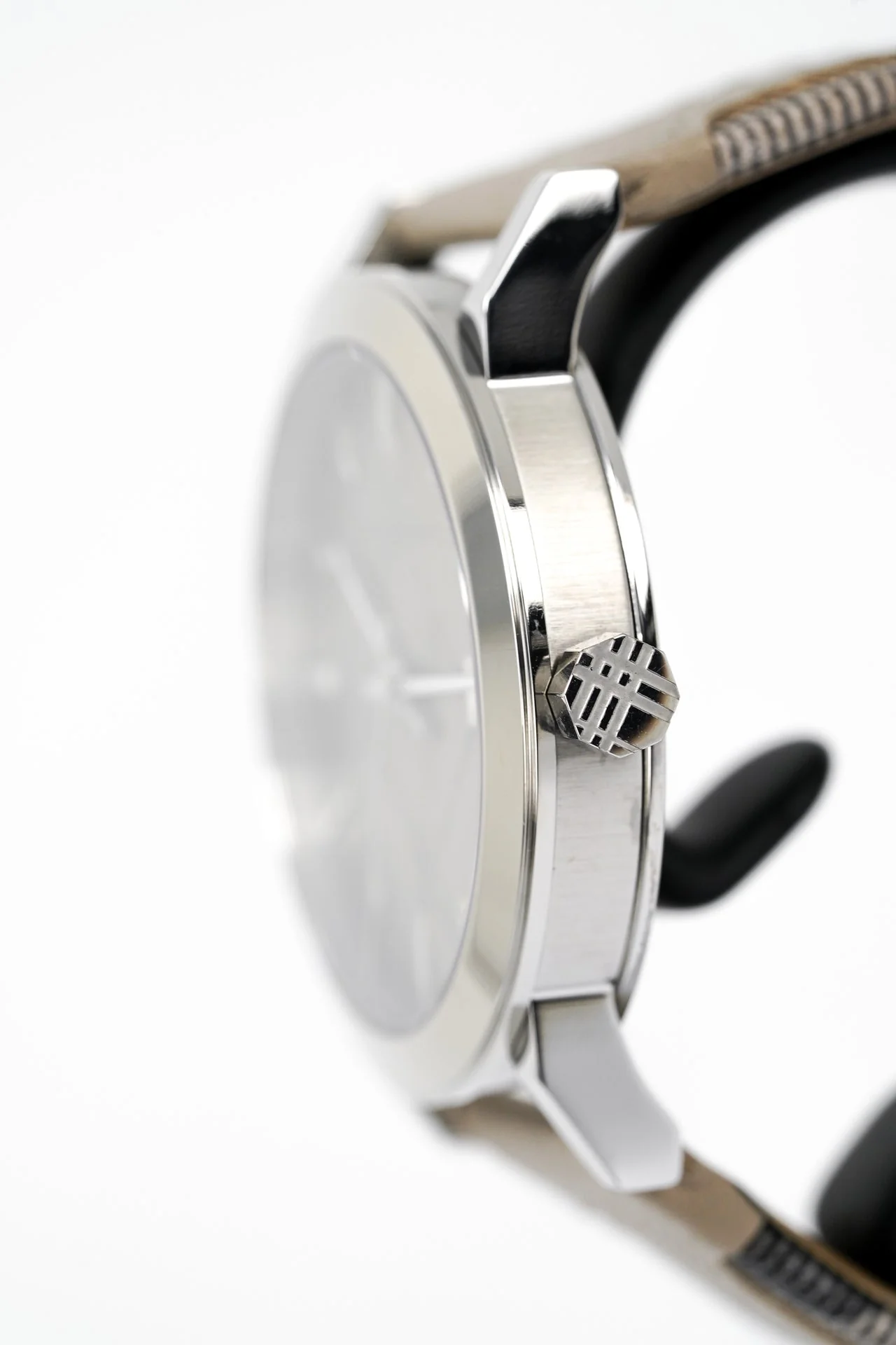 Burberry Large Check Leather Strap Beige Dial  Women's Watch BU9021