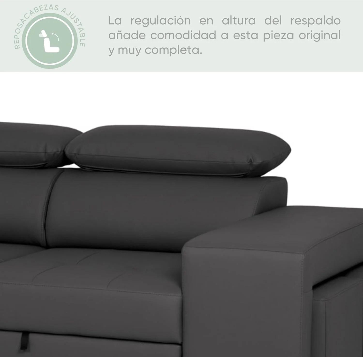 BUDWING John Sofá Cama Esquinero 4 Plazas - Chaise Longue Reversible, Reposacabezas Ajustable y 2 Pufs – Tapizado en Poliuretano – Estilo Moderno – 263x161x96 cm – Negro