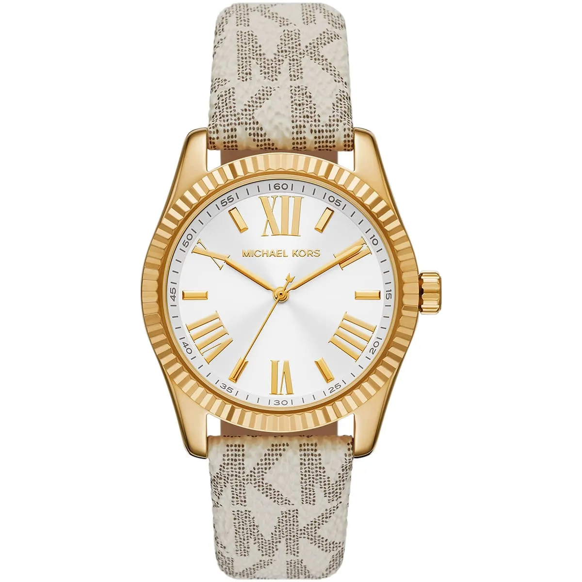 Michael Kors Lexington White Dial Grey Genuine Leather Women's Watch - MK4746