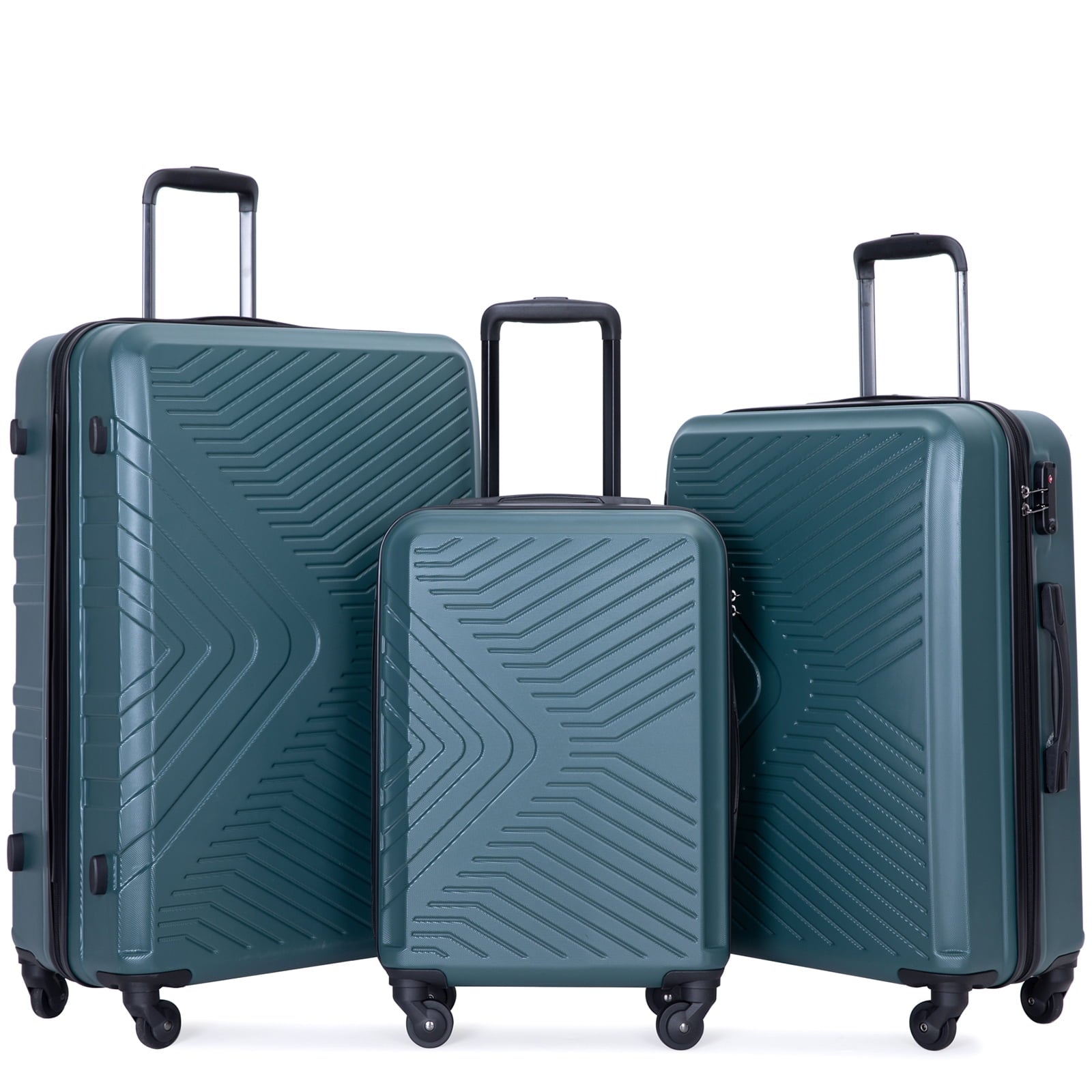 Travelhouse 3 Piece Hardshell Luggage Set Hardside Lightweight Suitcase with TSA Lock Spinner Wheels 20in24in28in.(Black)