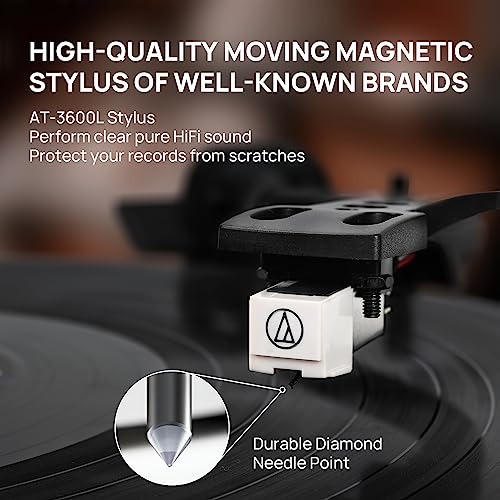 Giradischi con Altoparlanti Incorporati, Giradischi Vinile Bluetooth 2 Velocità 33/45 RPM e Auto Off/Aux In/RCA : Elettronica