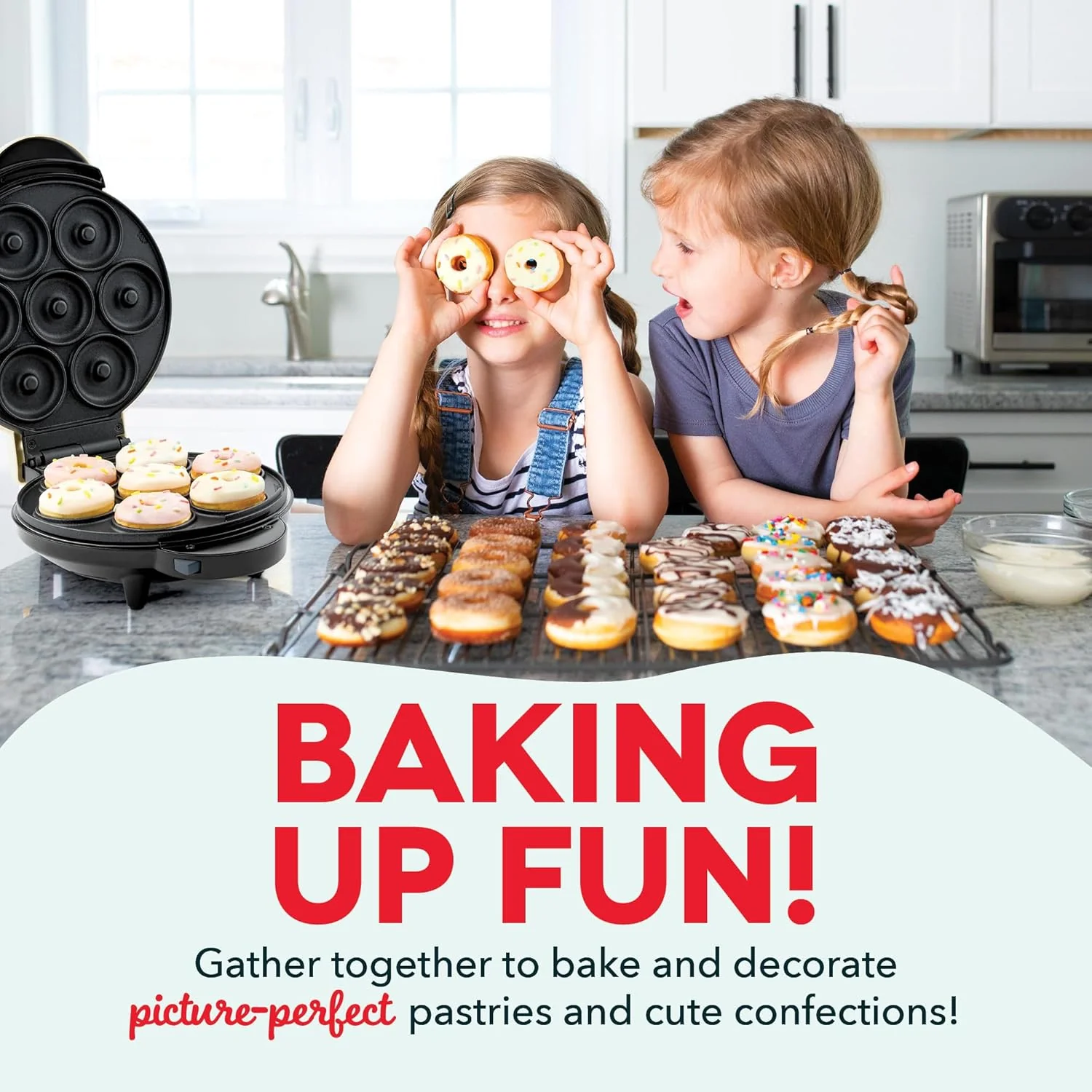 DASH MultiMaker Treat Maker System, Mini Donuts, Heart Shaped Waffle, Mini Cupcakes - Aqua
