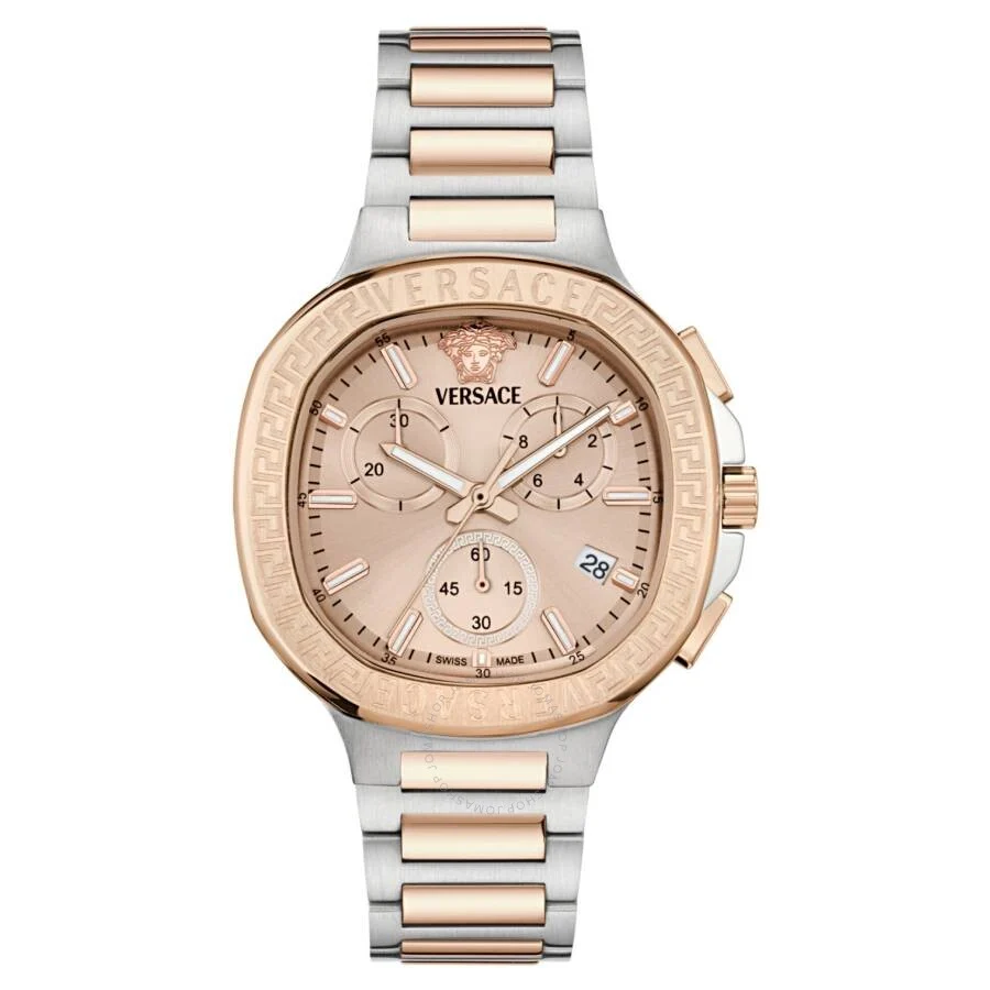 Versace V-Chrono Square Chronograph Quartz Rose Gold Dial Watch VEVCA0524
