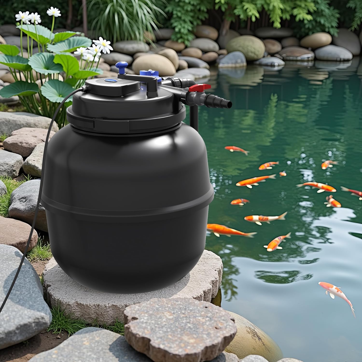 SunSun CPF-15000 Druckteichfilter 10.000 l/h / 18 W UVC Einheit, Teichdruckfilter für Teiche bis 30.000 Liter, Teichklärer, Filteranlage