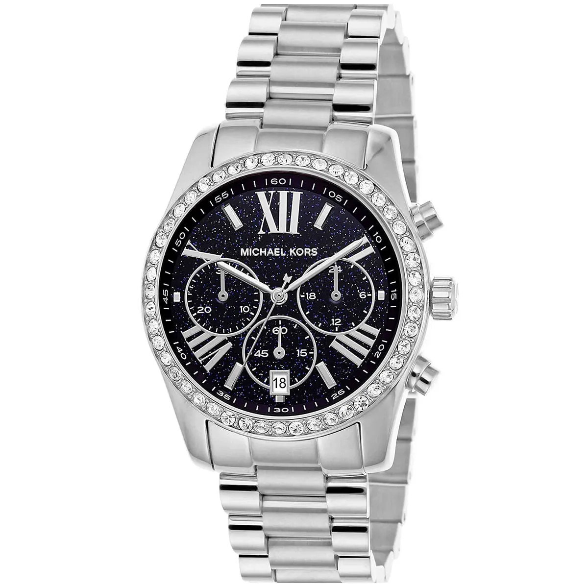 Michael Kors Lexington Chronograph Black Dial Silver Women's Watch - MK7277