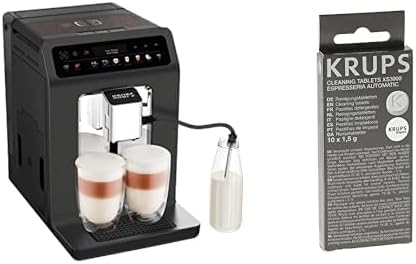 Krups Evidence One Kaffeevollautomat mit Milchschlauch, 12 Getränke, 2-Tassen-Funktion, Farbdisplay, Kaffeemaschine, TÜV-Siegel, Schwarz, EA895N10, Meteor Graphit