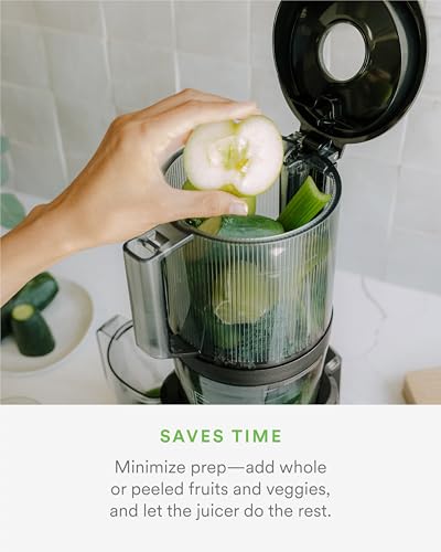 Nama J2 Cold Press Juicer – Self Feeding for Hands Free Operation with Wide Mouth Hopper for Whole Recipe Loading, Zero Waste Masticating Juicer For More Juice, Less Pulp – Easy Cleanup & Assembly: Home & Kitchen