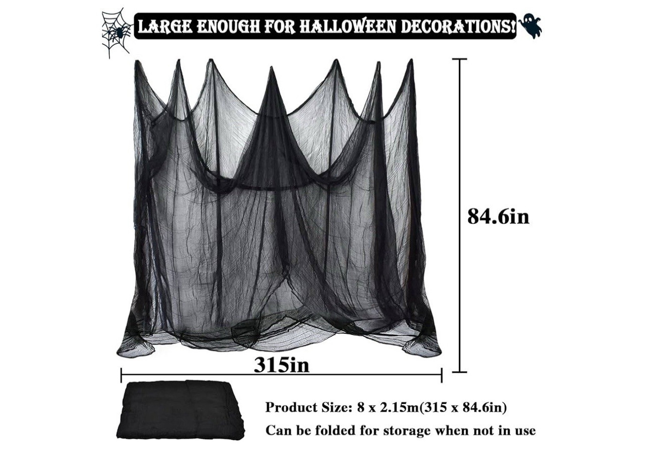 Black Creepy Cloth  Halloween 85 x 315in Giant Home Deco Spooky Scary