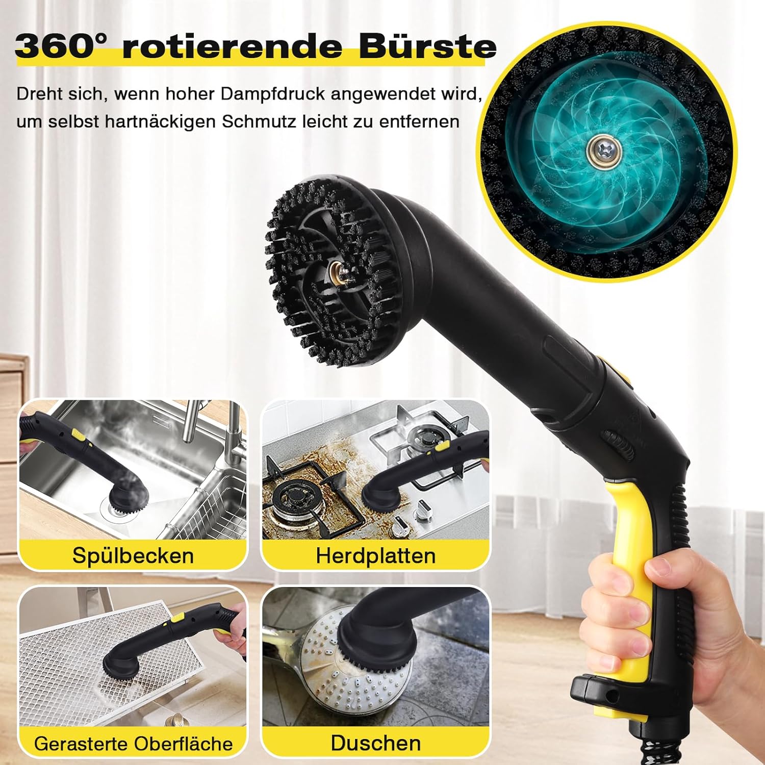 TVD Dampfreiniger, Polstermöbelreiniger, Dampfreiniger mit 5 m extra langem Netzkabel für Bodendampfer, Ofen, Teppich, Sofa, Polster, Bettwanzen.