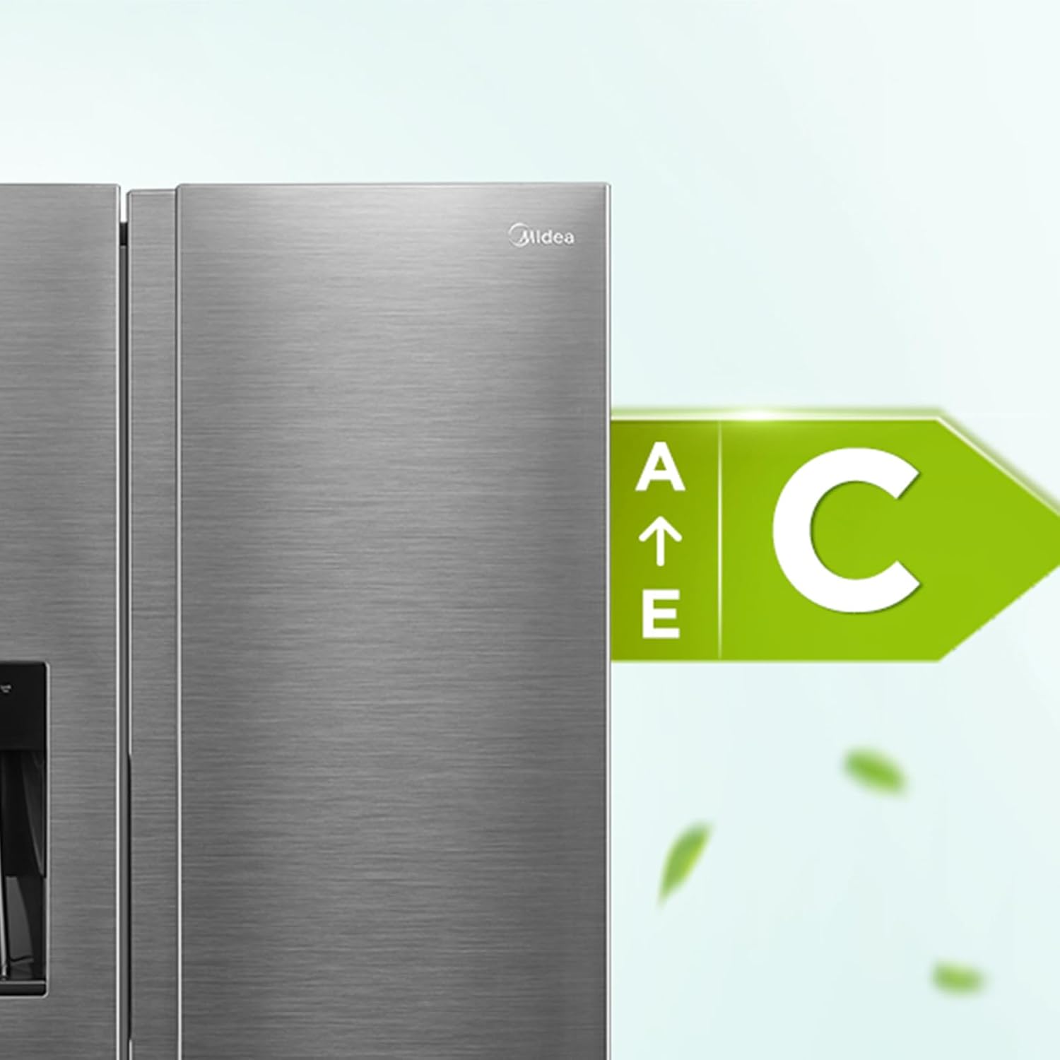 Midea KS-DDX 6.32 WT Side-by-Side Kühl-/Gefrierkombination/ 178,8 cm Hhe/ 254 kWh/Jahr/No Frost/Dual Inverter Compressor/mit 3in1 Wasser-/Eisspender und Wassertank, Dark Inox