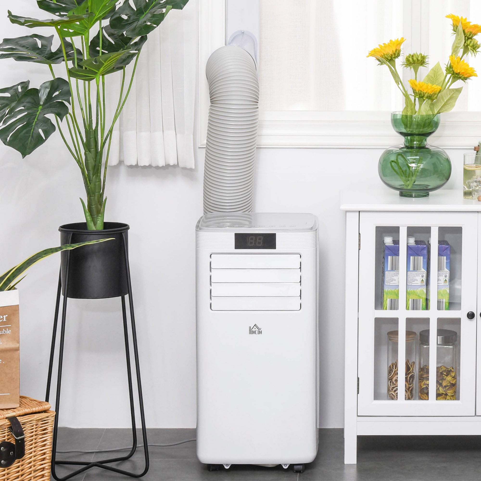 HOMCOM Mobiele airconditioner airconditioner 4 modi afstandsbediening 24u timer ABS wit