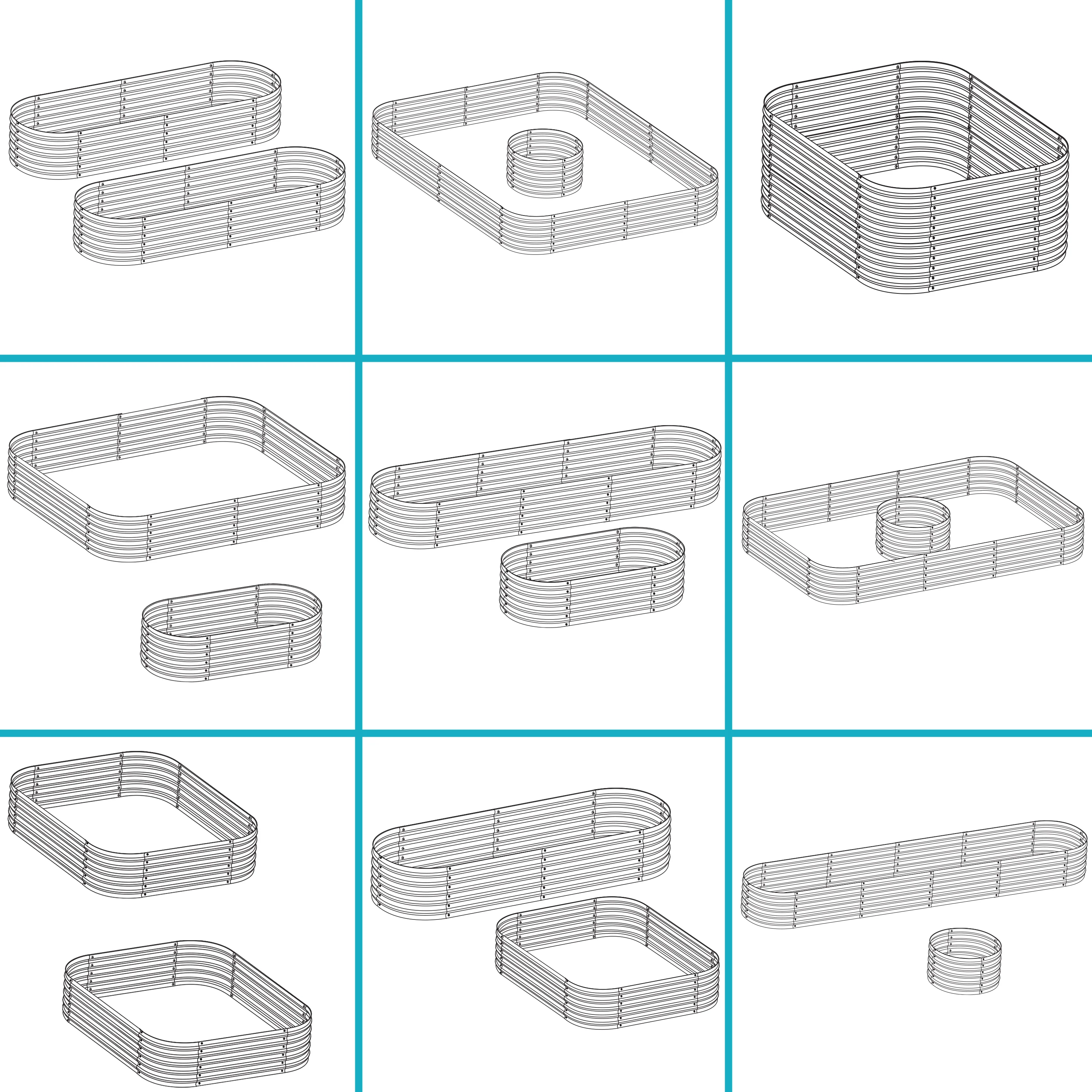 2025 Cama Elevada Apilable de Acero Galvalume Sunnydaze en Forma Ovalada de 200 cm
