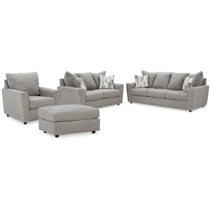 Signature Design by Ashley Stairatt Gray 4-Piece Upholstered Set - Dimensions: 86W x 38D x 39H