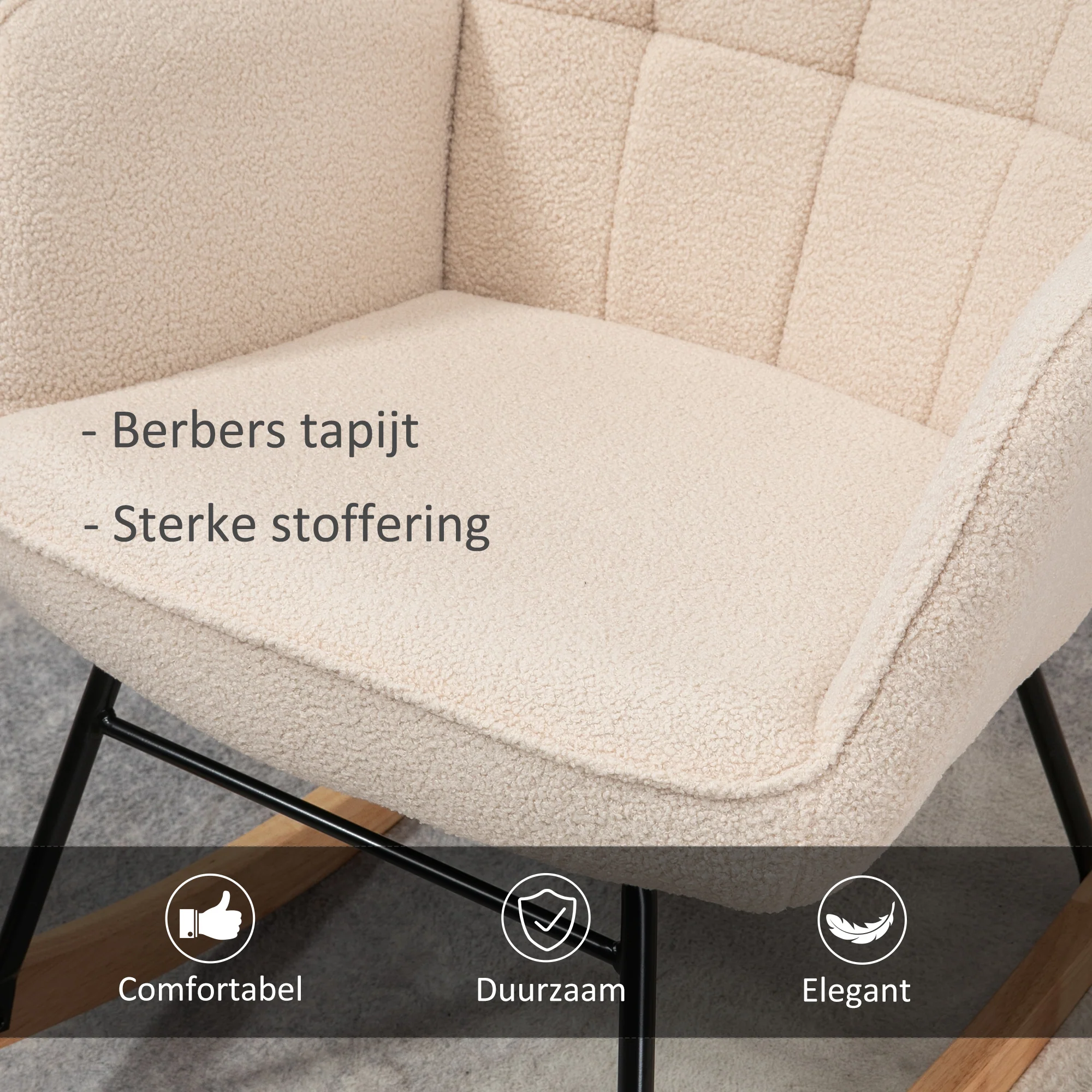 HOMCOM schommelstoel accentstoel tot 120 kg, polyester, beige