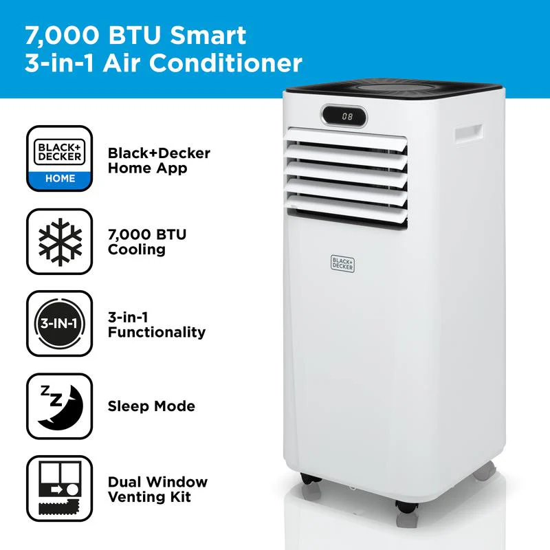 2025 Aire Acondicionado Móvil Inteligente Black+Decker BXAC40024GB 7000 BTU