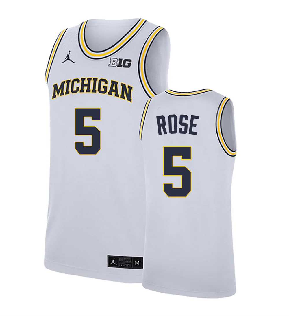 Men's #5 Jalen Rose Michigan Wolverines College Basketball Jersey