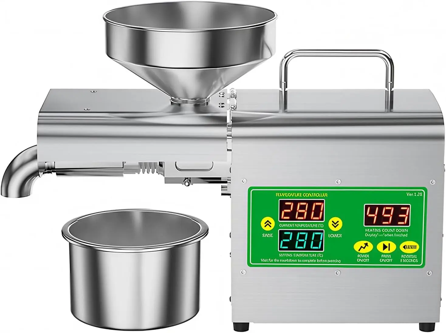 Extractor de zumos HEIHEIZI Prensa de Aceite Versátil de 1500 W. Doble Prensado en Frío/Caliente. Tecnología de Prensado: Extrae Aceite de Frutos