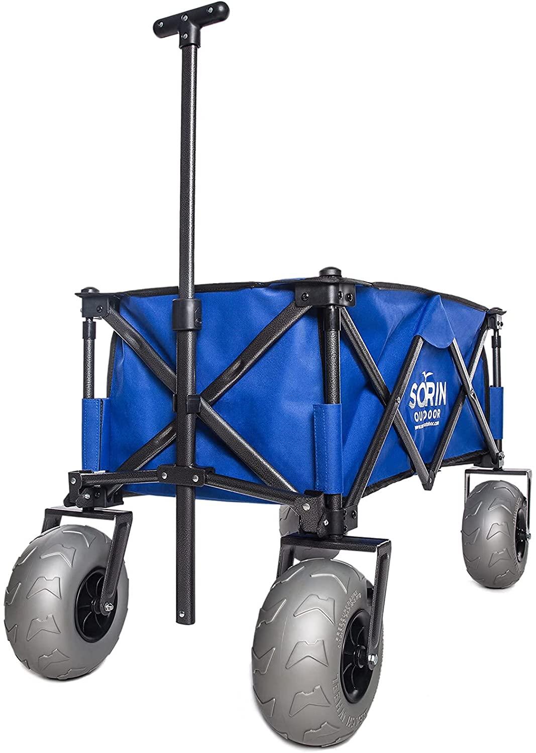 Sorin Outdoor Heavy Duty Foldable Beach Cart with Balloon Wheels – Easy Setup, Durable Fabric, Versatile Use for Sand and Camping