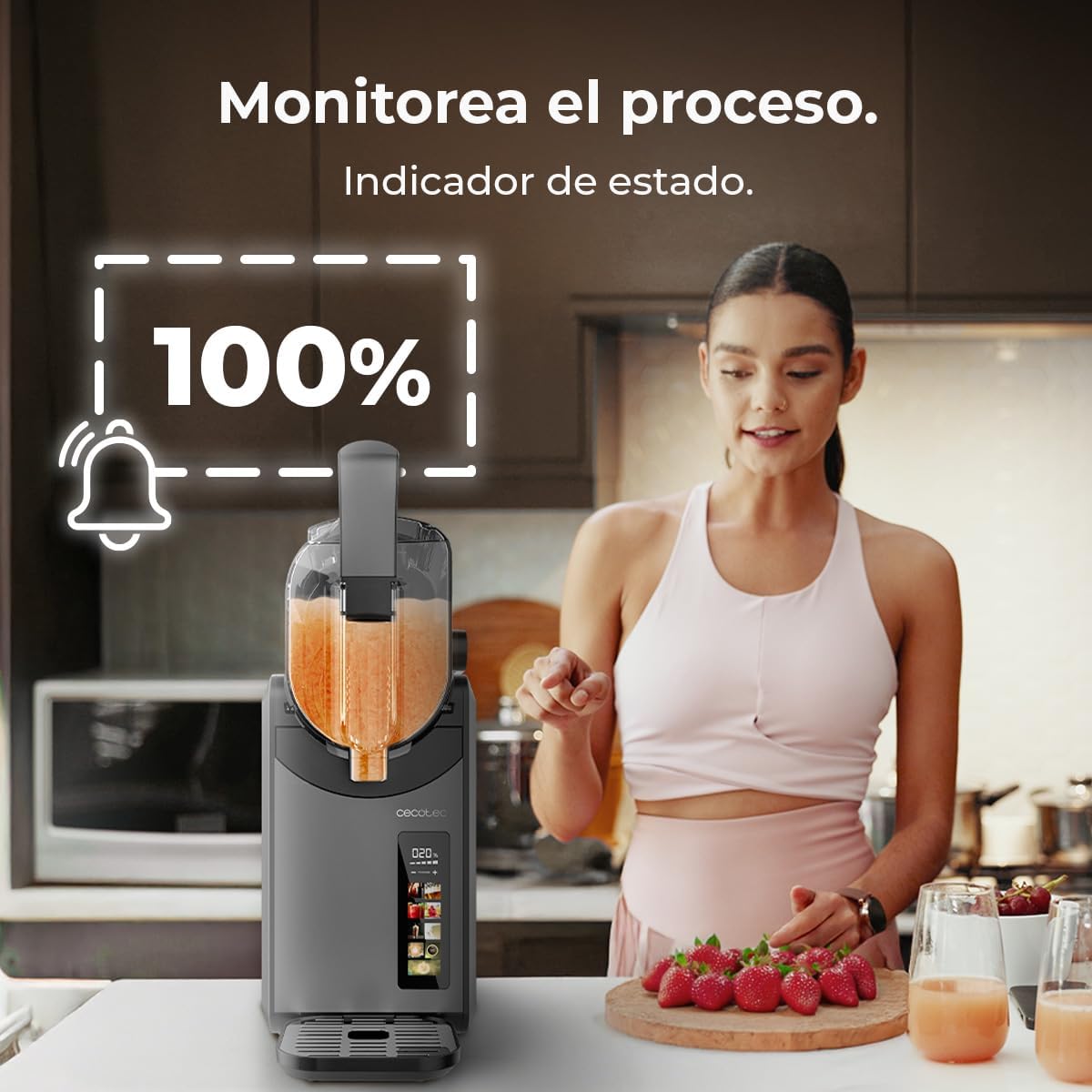 Cecotec 2.6L Twist&Ice 2600 Ice Slushy Machine 2.6L 220W, Drinks in 15-60mins, 1.9L for Ingredients, Touch Control, 6 Modes, Adaptable Cooling, Ergonomic Design, Dripless Nozzle