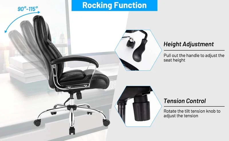 Eletriclife 500 Lbs Height Adjustable Office Chair with Metal Base