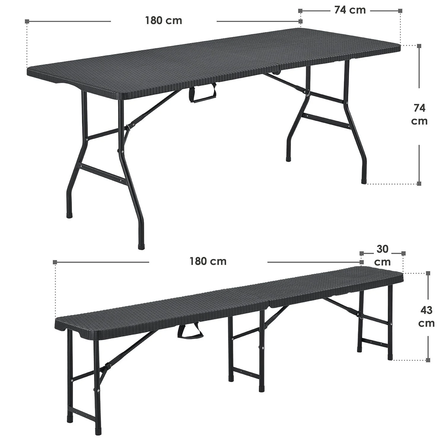 2025 Conjunto de mobiliario plegable para fiestas Amberg 180 cm