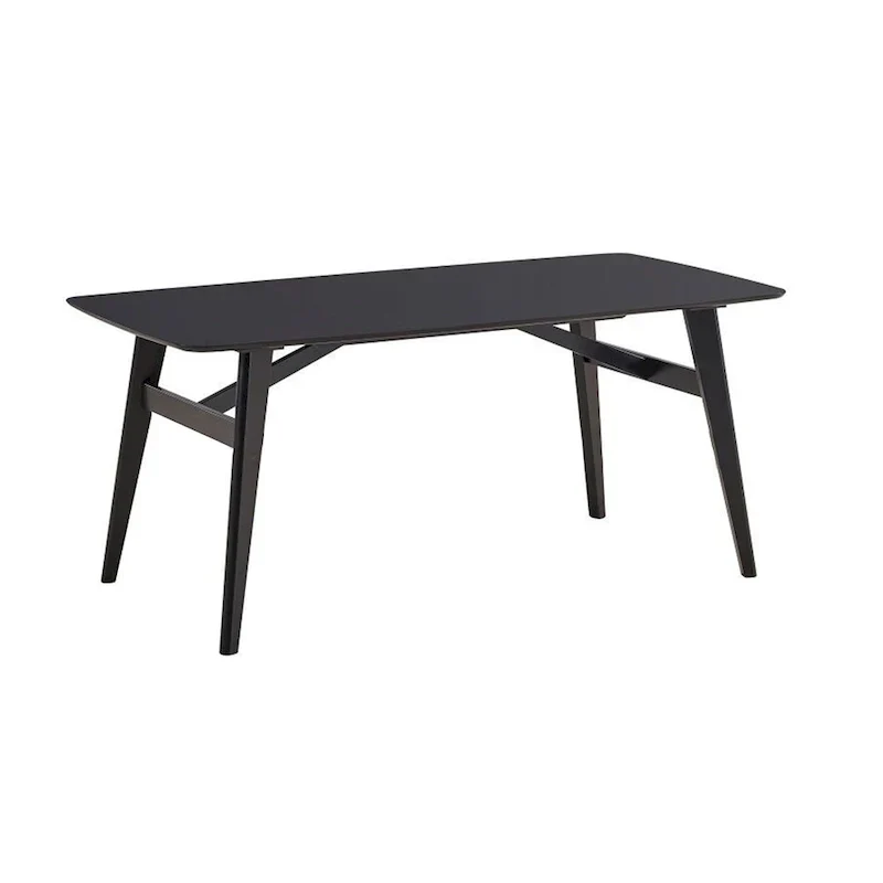 Iora 71-Inch Industrial Dining Table with Rounded Corners in Black Wood