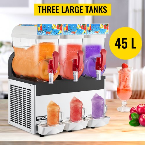 Commercial 3 Tanks Frozen Drink Slush Slushy Making Machine Smoothie Maker 45L