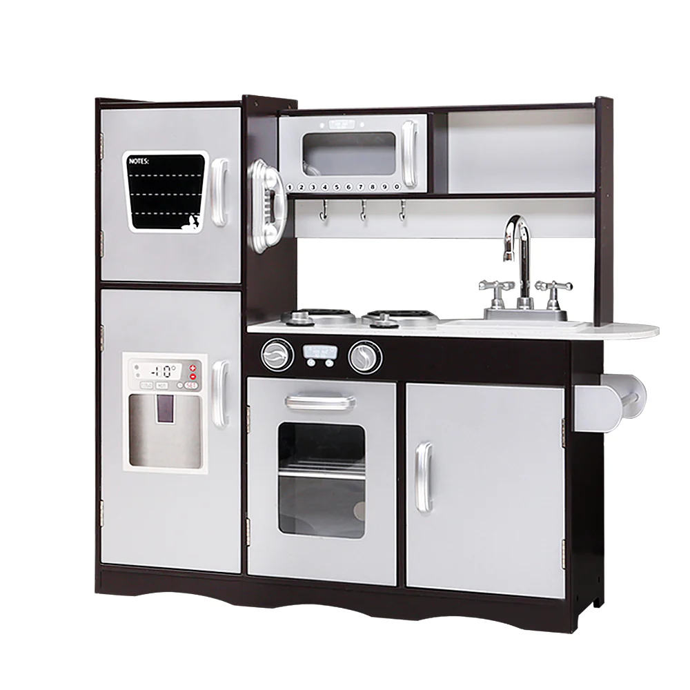 Sturdy Modern Kids Kitchen Play Set with Fridge Keezi