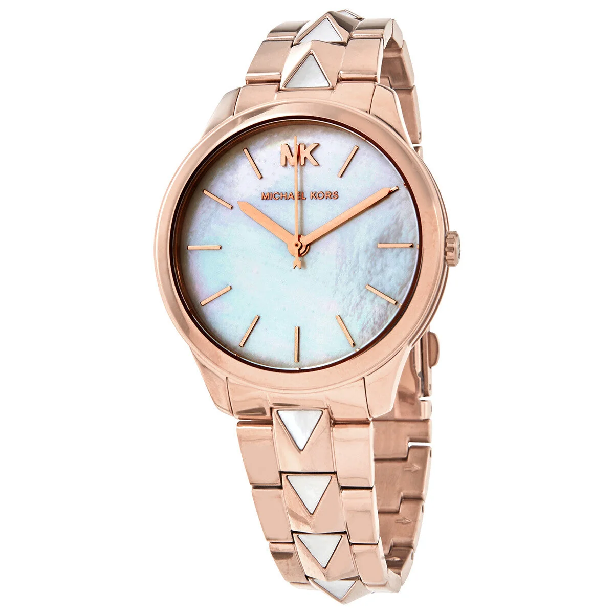 Michael Kors Runway Mercer White MOP Dial Rose Gold Women's Watch - MK6671