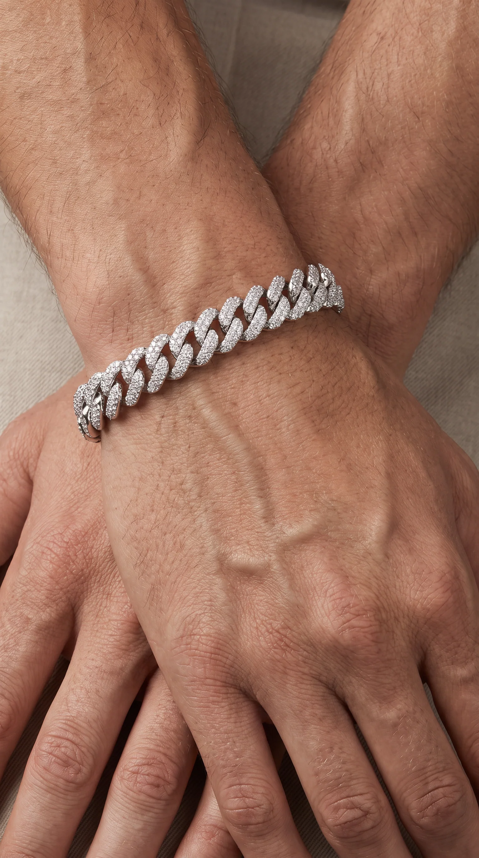 Big Daddy 9MM Diamond Curb Silver Iced Out Bracelet