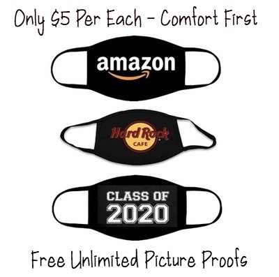 Kids Customized Cotton Face Masks | Black Double Layer Soft Cotton No Minimum70001KC