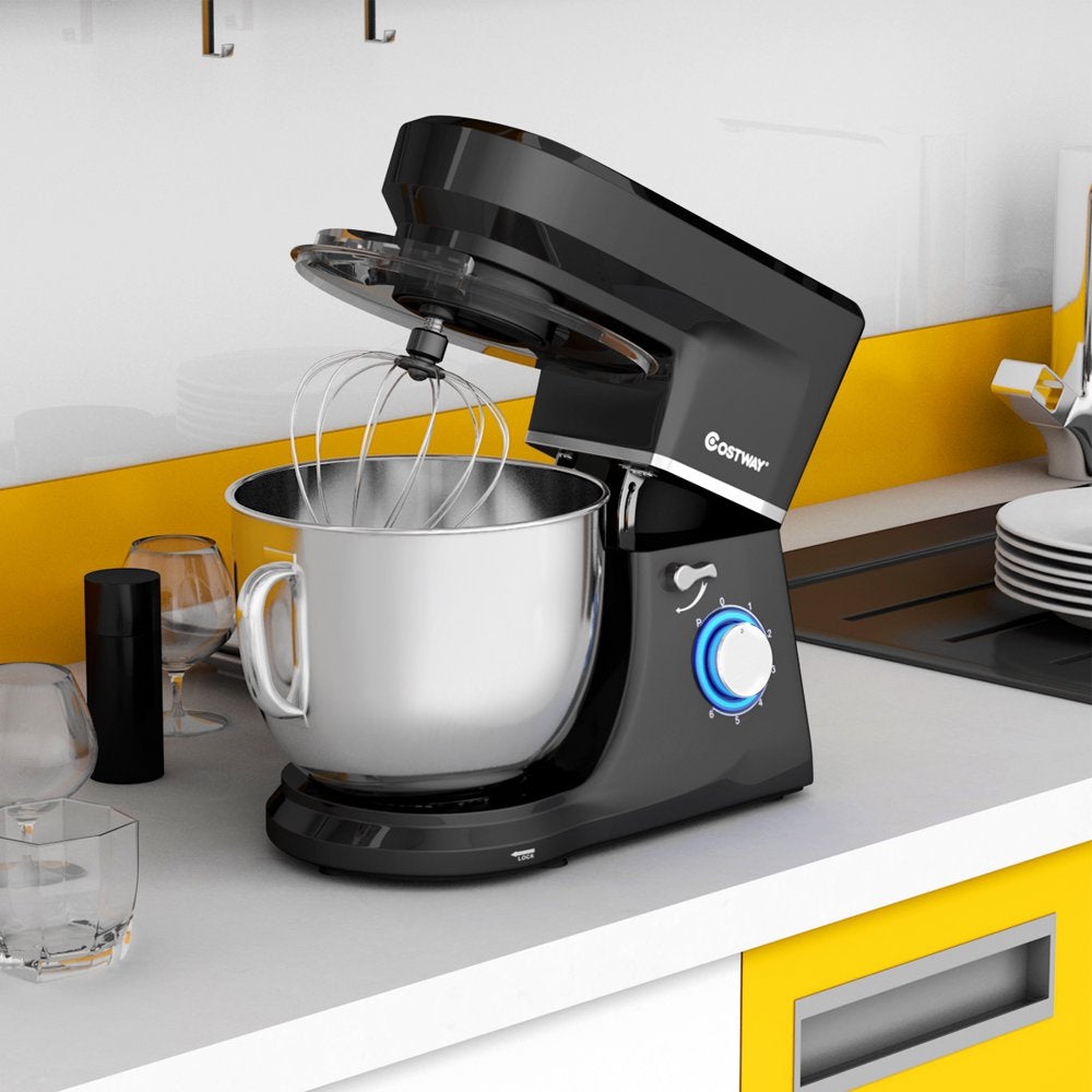 Costway 660W Tilt-Head Stand Mixer, 7.5 Qt, 6-Speed, Stainless Steel Bowl, Dough Hook, Black