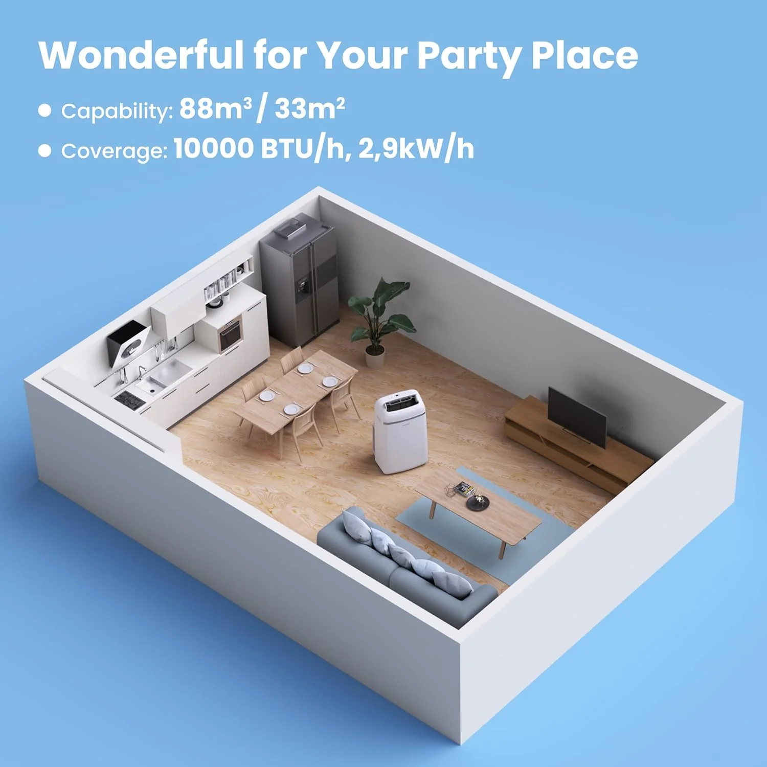 Comfee Mobiles Klimagert Easy Cool 2.0, 7000 BTU 2,0kW, Kühlen&Ventilieren&Entfeuchten, Raumgre bis 68m(25㎡), APP-Steuerung/Alexa/Google Home/IFTTT, Mobile Klimaanlage mit Abluftschlauch