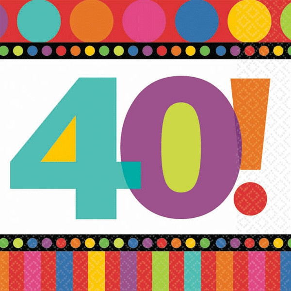 Birthday Napkins 40th Birthday 16 PC Standard 3807