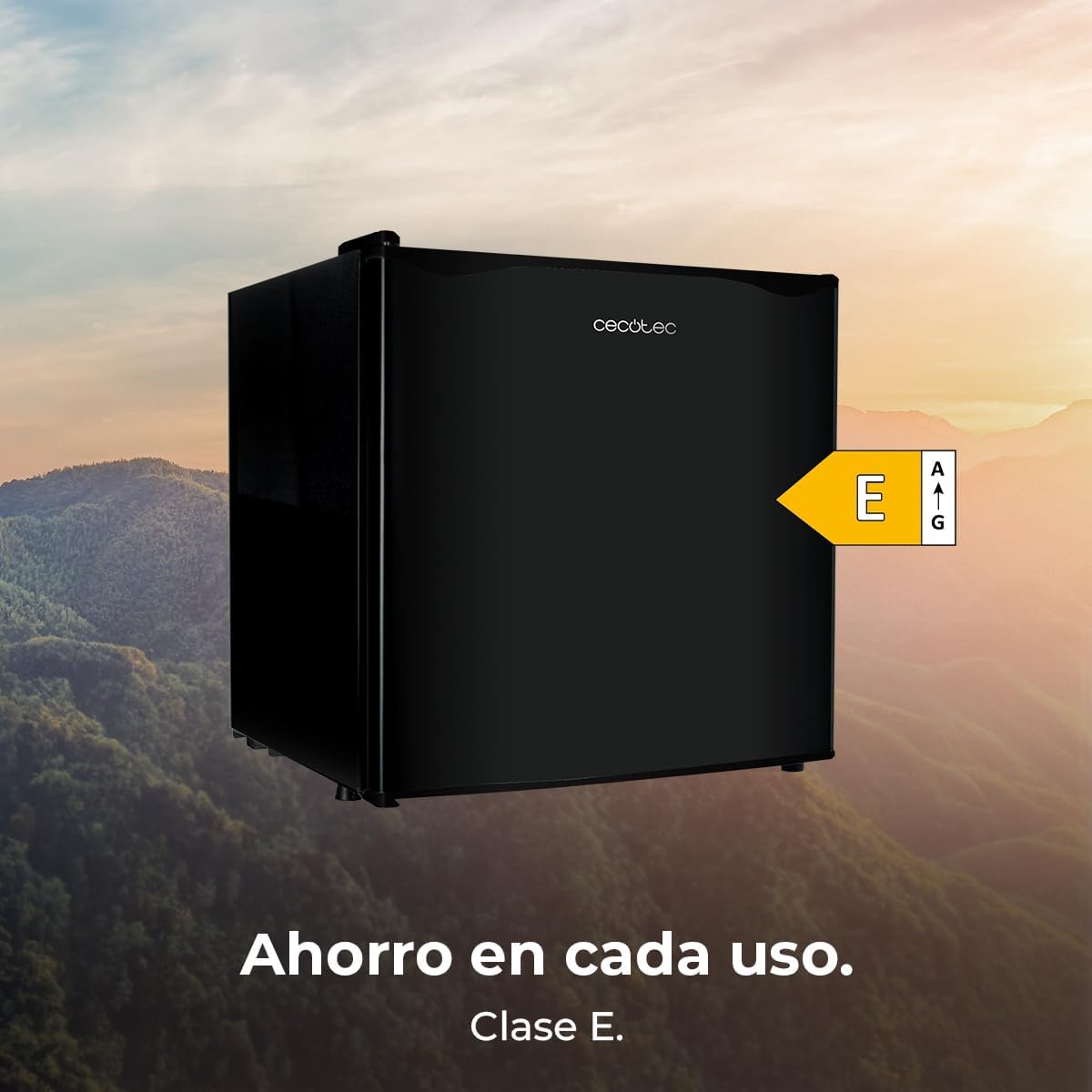 Cecotec Mini Fridge 46 L GrandCooler 20000 L SilentCompress Black. Height 48.8 cm, Width 48 cm, Low Consumption, Reversible Door, Cyclic Operation, Compact Design