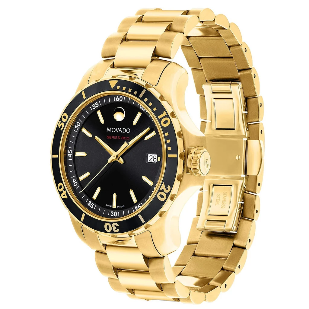 Movado Series 800 Swiss Chronograph Performance Gold Tone Watch 2600145