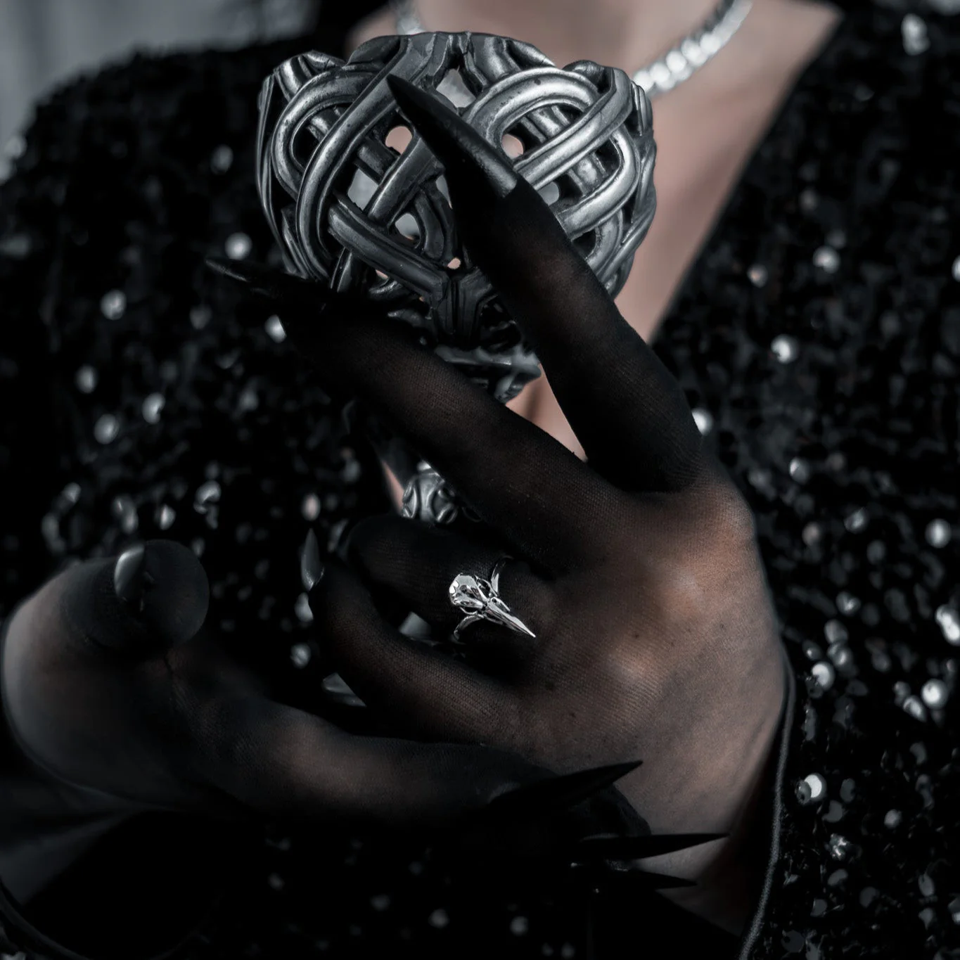 Raven Bird Skull Ring