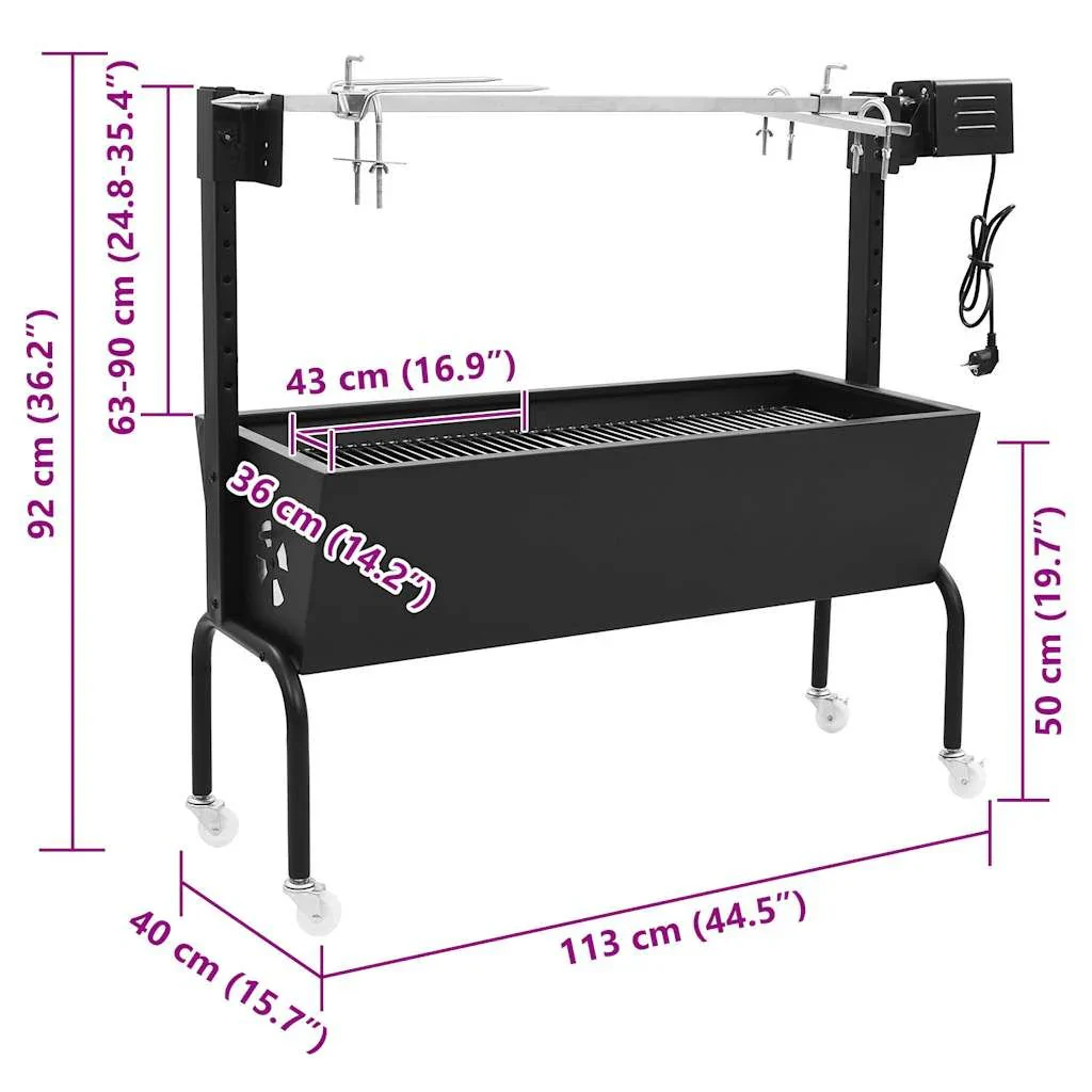Espetón De Asado/barbacoa Eléctrica De Acero Inoxidable Vidaxl
