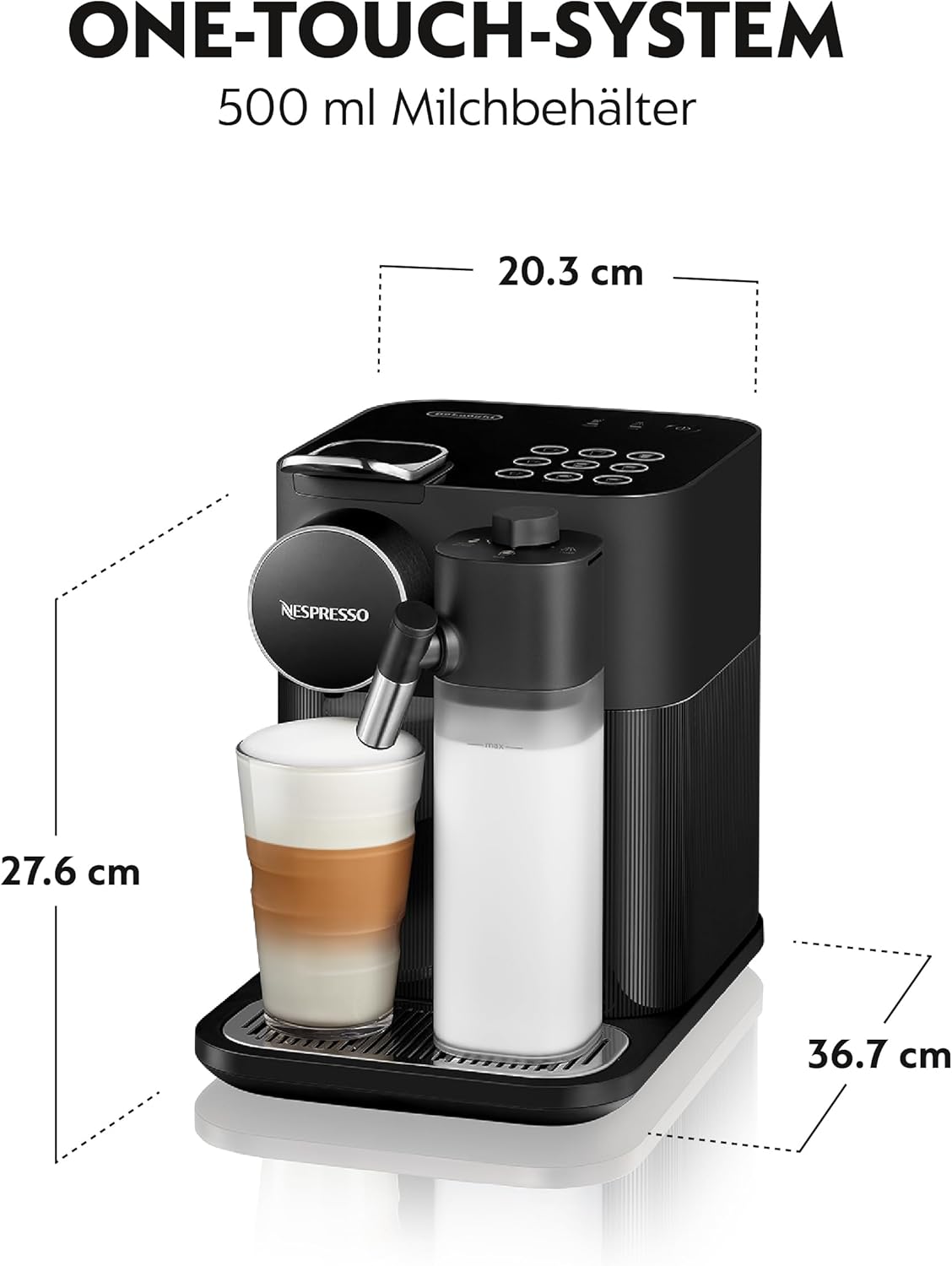 Nespresso De'Longhi EN640.W Gran Lattissima Kaffeekapselmaschine mit automatischem Milchsystem,19 Bar Druck, 1400W,Weiß