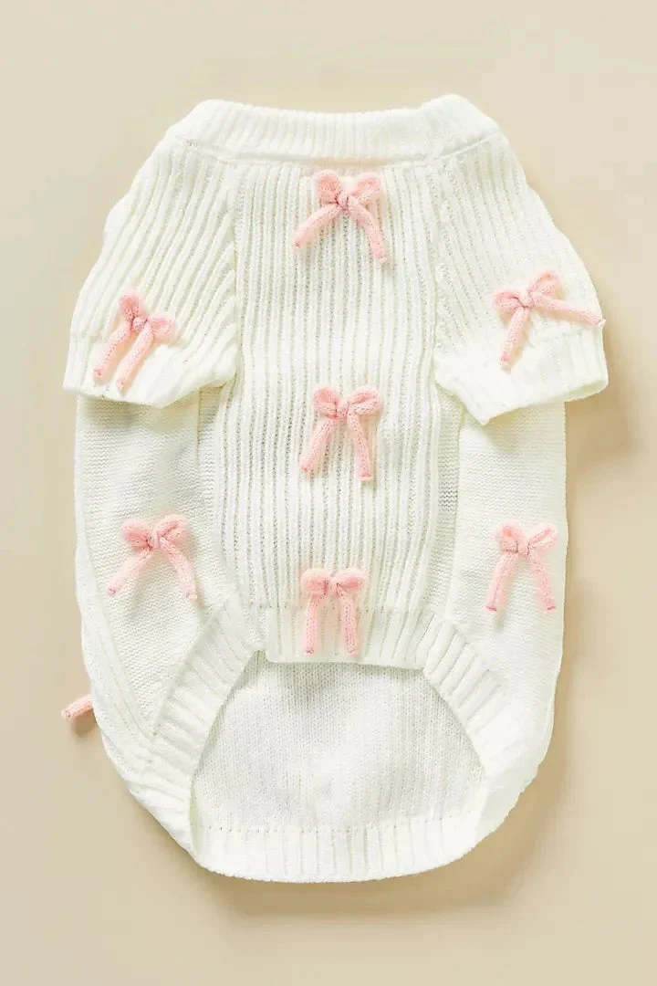 Pink Bow-3D Motif Pet Sweater